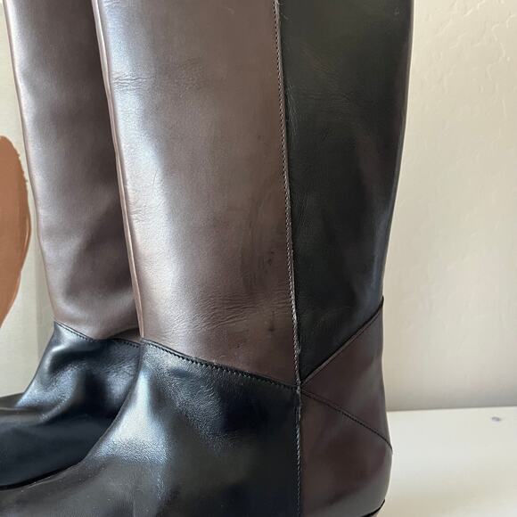 Tuckernuck Black Brown Sloane Patchwork Block Heel Knee High Boots Size 9.5‎ - Picture 2 of 8